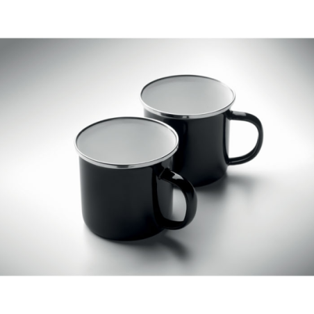 Coffret cocooning personnalisable avec un plaid et 2 mugs émaillé 350ml - AGRADABLE
