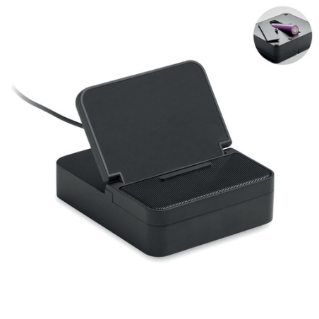 Support de téléphone personnalisable avec chargeur à induction 15W et enceinte 5W - CHARGEBEAT