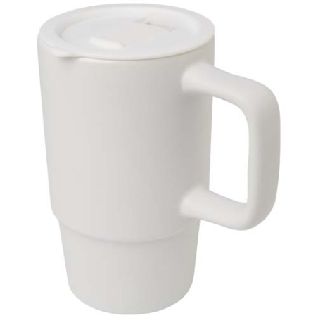 Mug personnalisable Carter en céramique de 450&nbsp;ml avec couvercle en plastique