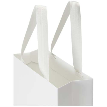 Sac publicitaire en papier certifié FSC 230 g/m² avec anses en ruban et pelliculage mat 24 x 10 x 32 cm Made in europe Smartfol