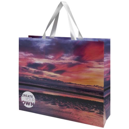 Sac publicitaire en papier certifié FSC 230 g/m² avec anses en ruban et pelliculage mat Made in europe 42 x 12 x 35 cm Smartfold