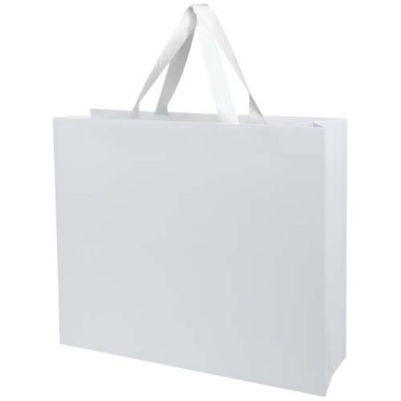 Sac publicitaire en papier certifié FSC 230 g/m² avec anses en ruban et pelliculage mat Made in europe 42 x 12 x 35 cm Smartfold