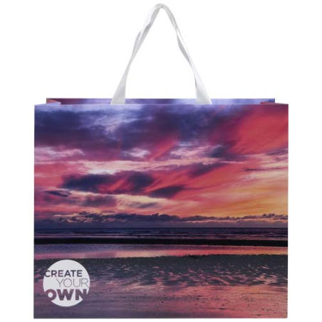 Sac publicitaire en papier certifié FSC 230 g/m² avec anses en ruban et pelliculage mat Made in europe 42 x 12 x 35 cm Smartfold