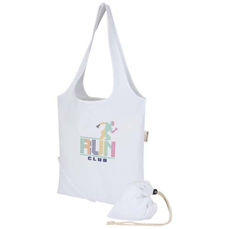 Sac publicitaire fourre-tout pliable en coton recyclé GRS 140 g/m² 7 L Madras Blend