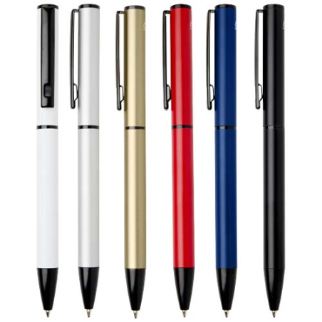 Stylo à bille publicitaire à ressort en aluminium recyclé avec capuchon (encre bleue) Verton