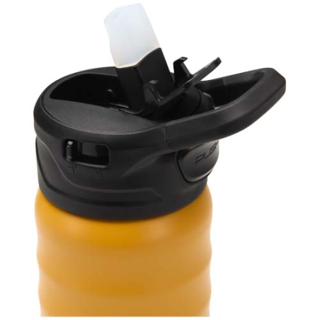 Gourde publicitaire de sport en acier inoxydable à double paroi recyclé certifié RCS avec paille rabattable Knox 350 ml