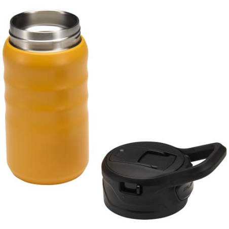 Gourde publicitaire de sport en acier inoxydable à double paroi recyclé certifié RCS avec paille rabattable Knox 350 ml