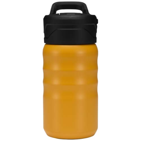 Gourde publicitaire de sport en acier inoxydable à double paroi recyclé certifié RCS avec paille rabattable Knox 350 ml