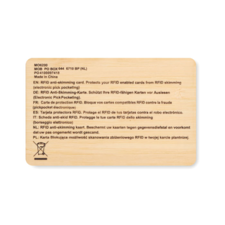 Carte RFID en bambou personnalisable - CUSTOS +