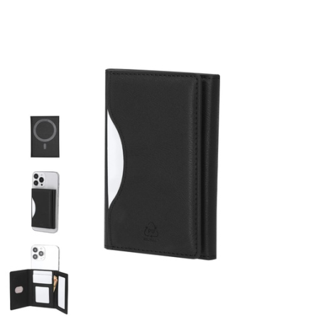 Porte-cartes personnalisable en PU magnétique pour smartphone - 6 cartes - Enkor