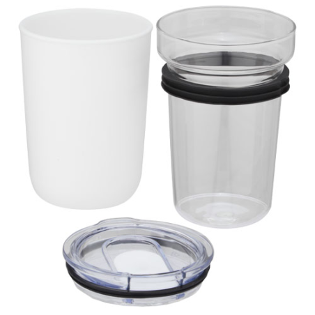 Mug personnalisable en verre Bello 420&nbsp;ml avec paroi en plastique recyclé