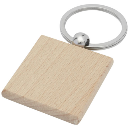 Porte-clés personnalisé carré Gioia en bois de hêtre