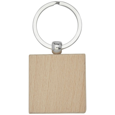 Porte-clés personnalisé carré Gioia en bois de hêtre