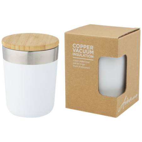 Mug isotherme personnalisé Lagan de 300&nbsp;ml en acier inoxydable et bambou