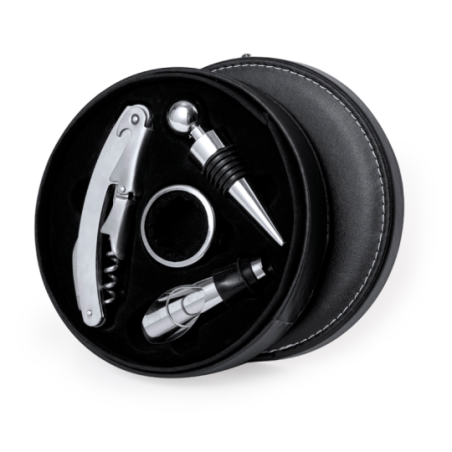 Coffret sommelier publicitaire en plastique avec 4 accessoires en acier inoxydable