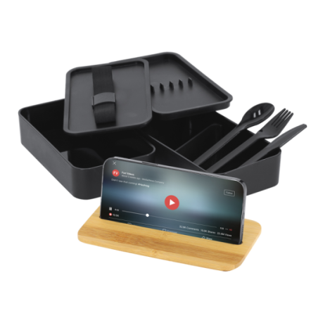 Lunch box personnalisée avec couverts et support de téléphone 700ml Graftan