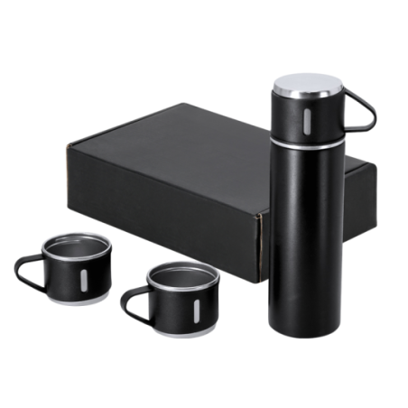 Thermos en inox personnalisable de 420ml avec 3 tasses inox 140ml - Melbir