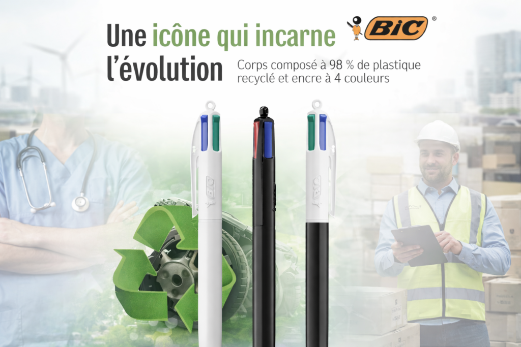 nouveau stylo bic 4 couleurs ecoresponsable