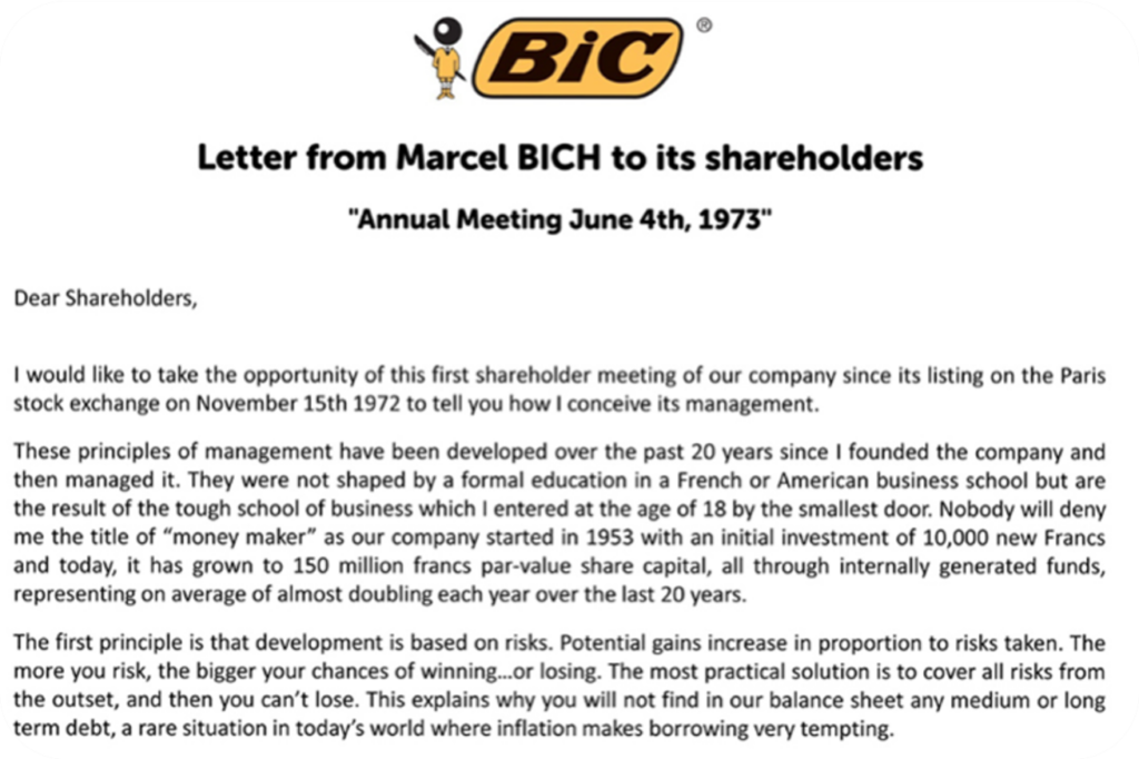 lettre marcel bich 1973