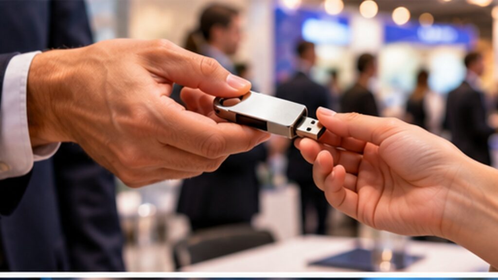 Clés usb offerte sur un salon professionnel