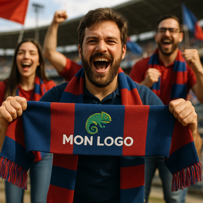 Écharpe De Supporter Personnalisée – Imprimez Votre Équipe Ou Texte, Accessoire Foot Pour Matchs Et Coupe Du Monde 2026