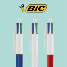 BIC 4 Couleurs Wood Style - Coffret de 1 + 2 corps effet bois BIC