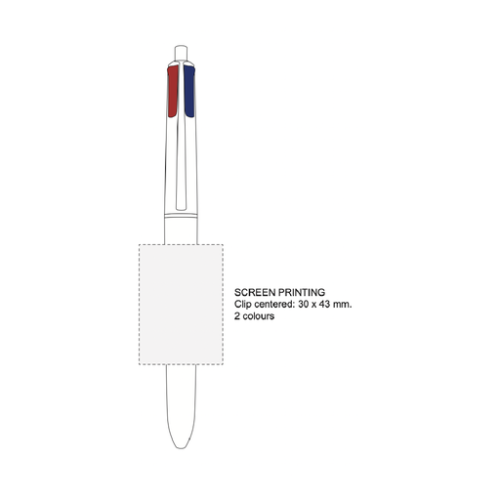 3460001074 Stylo BIC® personnalisé 4 Couleurs® Gradient - Sérigraphie gradient et bicolor Sérigraphie gradient et bicolor (Couleurs max : 4, Surface max : N/A) - Corps centré clip (L: 30, H: 43)