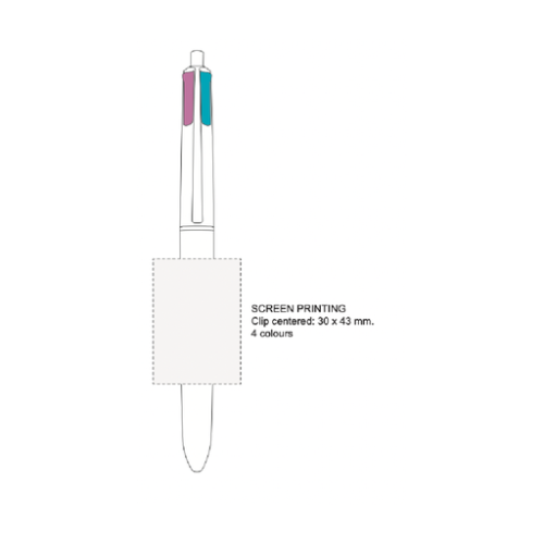 3460001102 BIC® 4 Couleurs Fashion - Sérigraphie BIC Sérigraphie (Couleurs max : 4, Surface max : 43 x 30 mm) - corps centré clip (L: 30, H: 43)