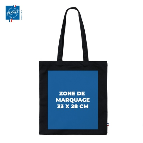 GJ210 Tote bag publicitaire 100% coton 150g Goodjour® Le coq noir ou bleu - Sérigraphie tote bag good jourbleu ou noir Sérigraphie (Couleurs max : 4, Surface max : N/A) - Recto (L: 28, H: 33)