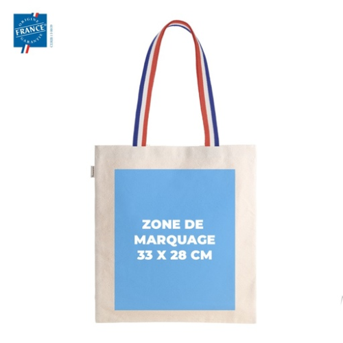 GJ250 Tote bag personnalisable 220g/m2 100% coton recyclé Goodjour® Le Frenchie - Impression numérique le frenchie goodjour Impression numérique (Couleurs max : N/A, Surface max : N/A) - Recto (L: 33, H: 28)