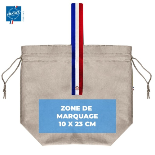 GJ225 Sac déjeuner personnalisable en coton recyclé GRS Goodjour® 12L Le Tricolore - Sérigraphie sac pochon goodjour Sérigraphie (Couleurs max : N/A, Surface max : N/A) - Recto (L: 100, H: 230)