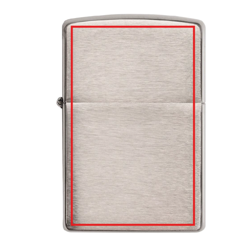 60000806 Briquet publicitaire Zippo® en Chrome brossé ou satin - Gravure laser zippo Gravure laser (Couleurs max : 1, Surface max : N/A) - Recto (L: 38, H: 57)
