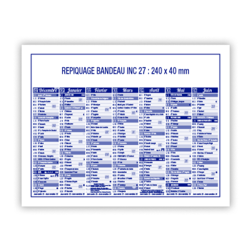 INC27-Premium Calendrier bancaire personnalisé - 27 x 21 cm - Chronos - impression numérique calendrier intemporel Impression numérique (Couleurs max : N/A, Surface max : N/A) - Recto / Verso (L: 240, H: 40)