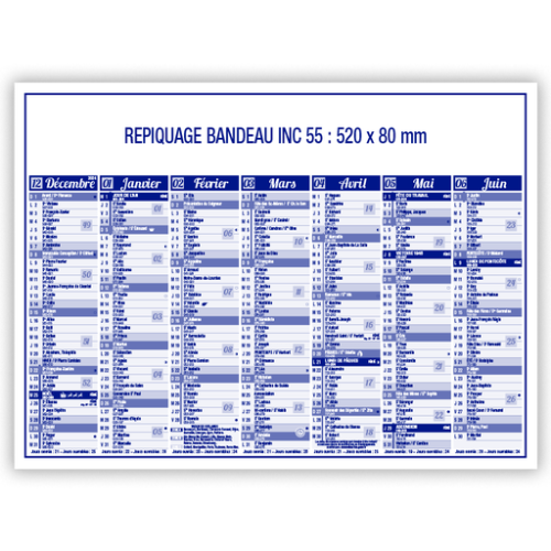 INC55-Premium Calendrier bancaire sous-mains personnalisé - 55 x 40,5 cm - Chronos - impression numérique calendrier intemporel Impression numérique (Couleurs max : N/A, Surface max : N/A) - Recto / Verso (L: 520, H: 80)