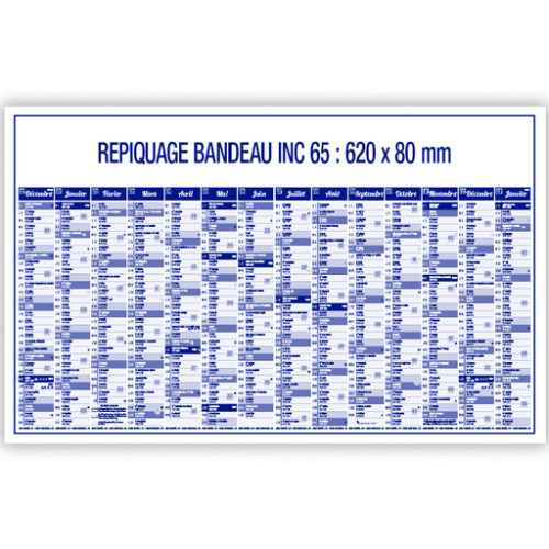 INC65-premium Calendrier bancaire sous-mains personnalisé - 65 x 40,5 cm - Chronos - impression numérique calendrier intemporel Impression numérique (Couleurs max : N/A, Surface max : N/A) - Recto (L: 620, H: 80)