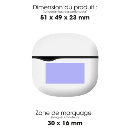 ALTNCBUDSWHSM Écouteurs personnalisable premium à réduction de bruit ANC Meiyo - Impression numérique Akashi Impression numérique (Couleurs max : 4, Surface max : N/A) - Devant (L: 30, H: 15)
