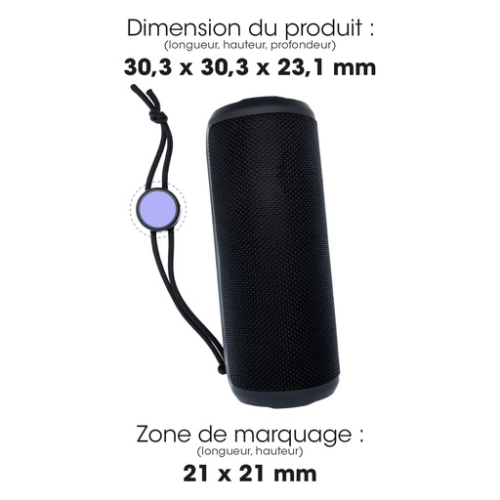 ALTAKABT20SM Enceinte personnalisable éco Bluetooth 10w certifié GRS Nishin - Tampographie 1 couleur blanc Akashi Tampographie (Couleurs max : 1, Surface max : N/A) - Cordon (L: 21, H: 21)