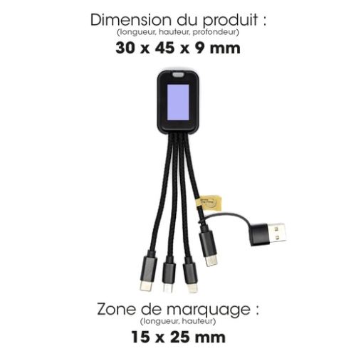 ALT5N1RETROMINISM Câble publicitaire 5 en 1 2.4A charge rapide RABS certifié GRS Chisai - Gravure Akashi Gravure (Couleurs max : 1, Surface max : N/A) - Recto (L: 15, H: 25)