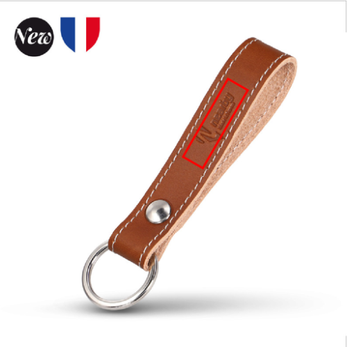 _PCCUIR-MIF Porte clés personnalisable en cuir - Made in france - Débosage Boracay Débossage (Couleurs max : N/A, Surface max : N/A) - Recto (L: 90, H: 20)