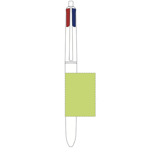 3460001114 Stylo bille personnalisé Bic 4 couleurs fluo - Sérigraphie 4 couleurs fluo2 Sérigraphie (Couleurs max : 4, Surface max : N/A) - Corps à la droite du clip (L: 30, H: 43)