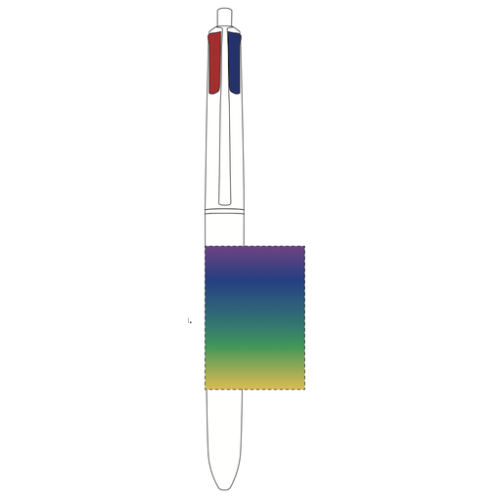 3460001123 Stylo bille personnalisable BIC® 4 Couleurs® Rainbow Decor - Sérigraphie bic Rainbow corps Sérigraphie (Couleurs max : 2, Surface max : N/A) - Corps à la droite du clip (L: 30, H: 43)
