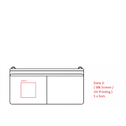 BND985 Sac personnalisable à bandoulière pour gourde ou parapluie en RPET 5L - Horn - Tampographie chili Tampographie (Couleurs max : 1, Surface max : N/A) - Verso côté gauche (L: 5, H: 5)