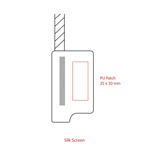 BND999 Sangle de téléphone personnalisable en RPET Wei - Tampographie wei tampographie (Couleurs max : 1, Surface max : N/A) - Patch sangle (L: 25, H: 10)