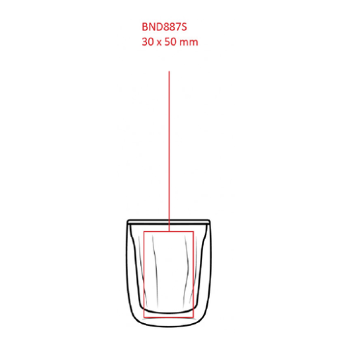 BND887S Tasse à café en verre double paroi personnalisable 80ml - Gravure laser verre chili Gravure laser (Couleurs max : 1, Surface max : N/A) - Devant (L: 30, H: 50)