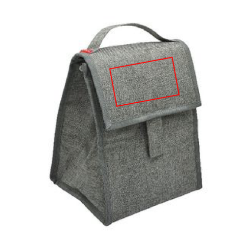 PLR000759 Sac à bento personnalisé pliable isotherme 'Fujisawa', gris chiné RPET - Impression numérique Fujisawa Impression numérique (Couleurs max : 4, Surface max : N/A) - Rabat (L: 10, H: 6)