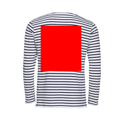 01402 Marinière personnalisable homme Oeko Tex du S au 3XL - Indigo - Broderie marinière - grand format Broderie (Couleurs max : 1, Surface max : N/A) - Dos (L: 250, H: 280)