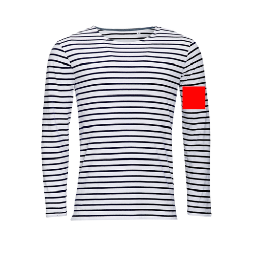 01402 Marinière personnalisable homme Oeko Tex du S au 3XL - Indigo - Impression numérique - A6 pubos Impression numérique (Couleurs max : N/A, Surface max : N/A) - Manche (L: 70, H: 70)