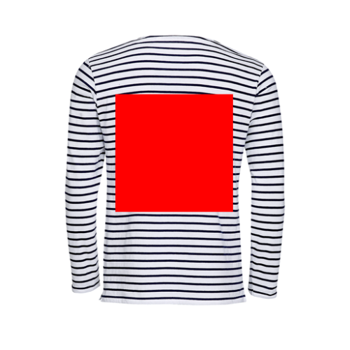 01402 Marinière personnalisable homme Oeko Tex du S au 3XL - Indigo - Impression numérique - A3 pubos Impression numérique (Couleurs max : N/A, Surface max : N/A) - Dos (L: 280, H: 280)