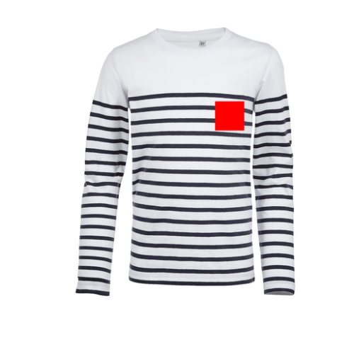03101 Marinière personnalisée manches longues enfant en coton Oeko Tex 4 à 12 ans - Méduse - Broderie mariniere - Petit Broderie (Couleurs max : 1, Surface max : N/A) - Devant - côté coeur (L: 70, H: 70)