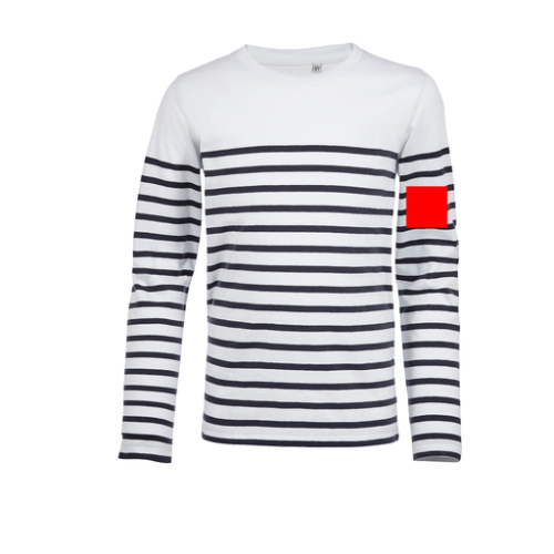 03101 Marinière personnalisée manches longues enfant en coton Oeko Tex 4 à 12 ans - Méduse - Broderie mariniere - Petit Broderie (Couleurs max : 1, Surface max : N/A) - Manche (L: 60, H: 60)
